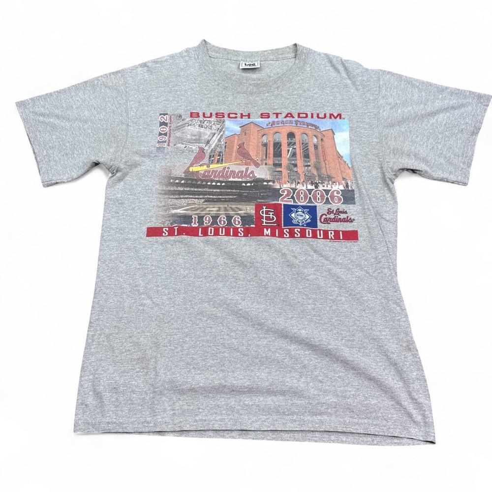 Vintage St. Louis Cardinals T Shirt Mens Size Large Gray Y2K MLB Stadium Logo