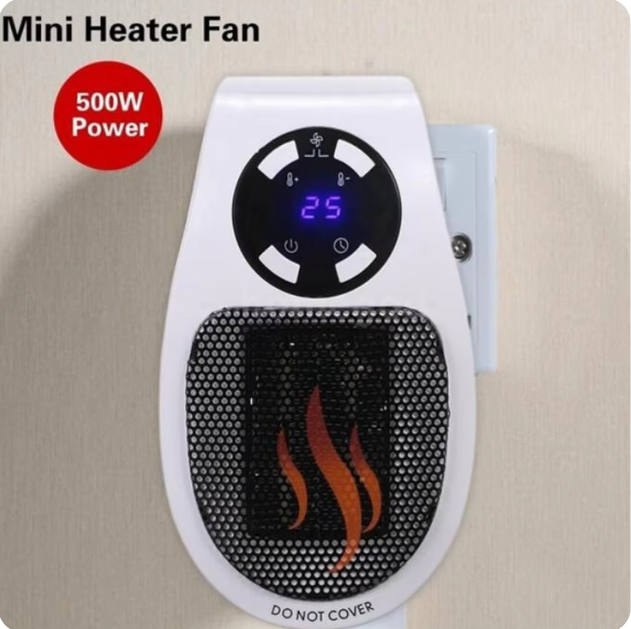 New 500W Portable Heater Electric Heater Plug Wall Room Affordable Cheap Winter