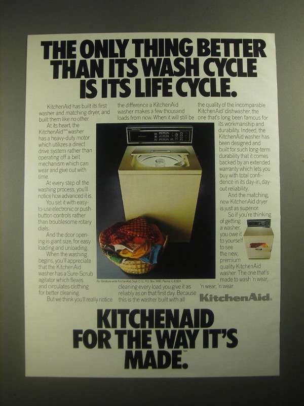 1987 KitchenAid Washer Ad - Its Life Cycle