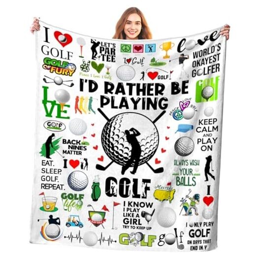 Soft Flannel Golf Theme Blanket Gift for Men and Women 80x60 Inches