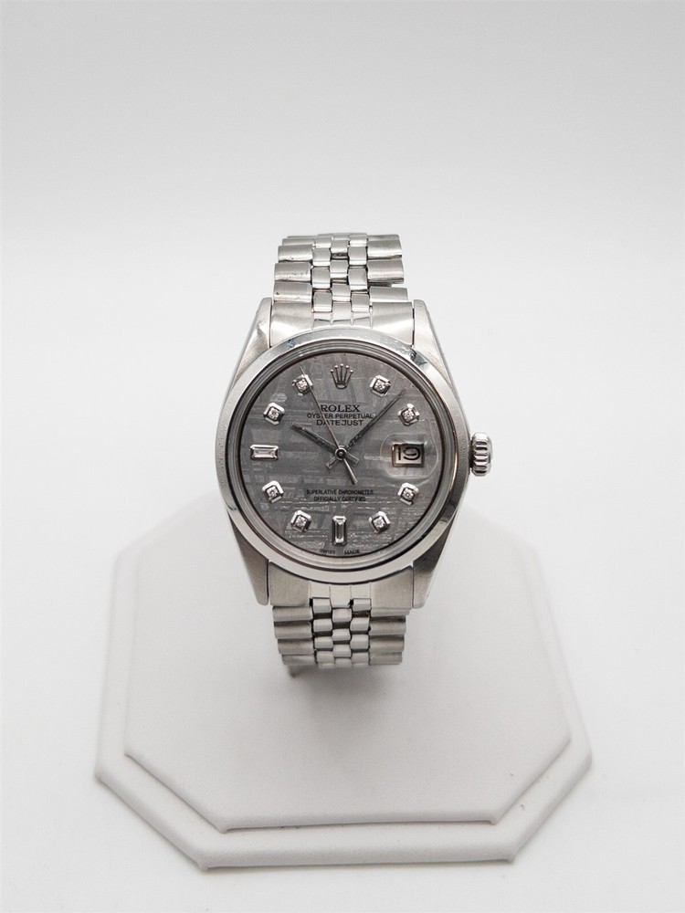 Estate $14,000 ROLEX DATEJUST MENS 36mm METEORITE Diamond SS Watch SERVICED