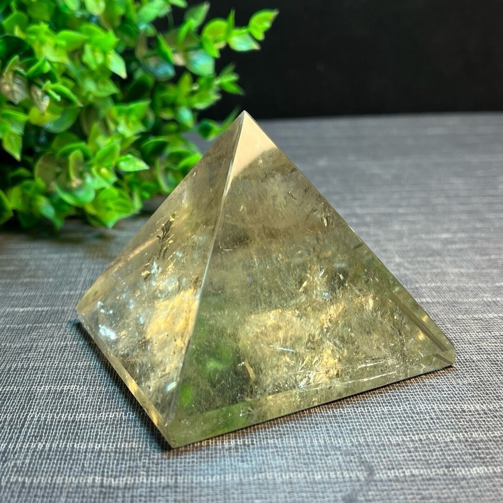 AAA Natural Citrine Crystal Pyramid Quartz Tower Point for Reiki Healing 360g-image