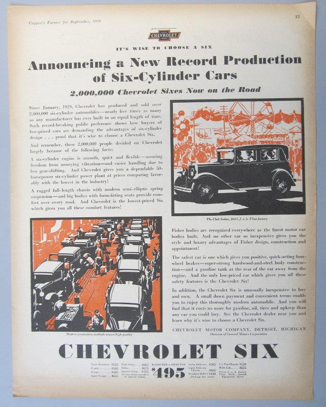 1930 Chevrolet Ad 4-Door Club Sedan – Wise to Choose a Six-image