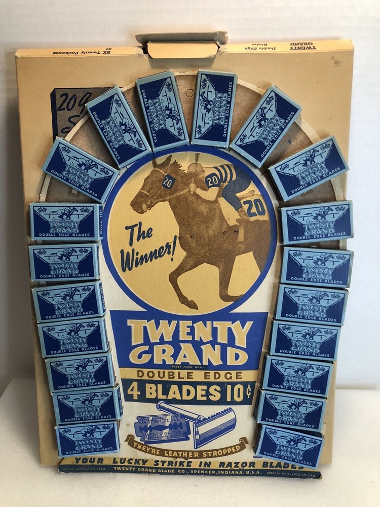 Twenty Grand Double Edge Razor Blade Counter Display w/ Box Kentucky Derby