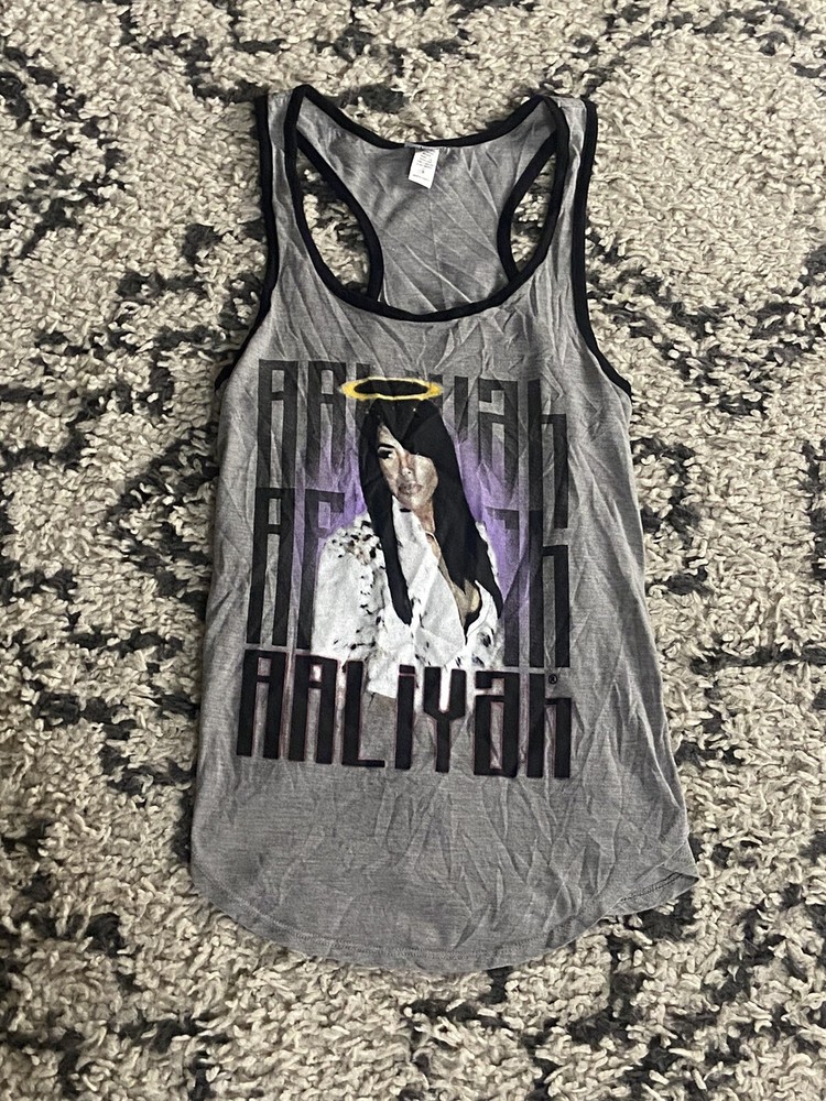 Aaliyah Angel Music Womens Gray Workout Tank Top Size Small-image