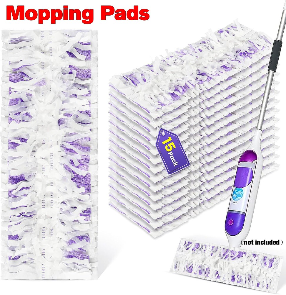 15-Pack Microfiber Mop Head Refill Pads for Floor Cleaning