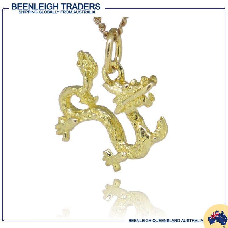 Yellow Gold CHINESE DRAGON CHARM Guaranteed Genuine 14ct 14k Gold