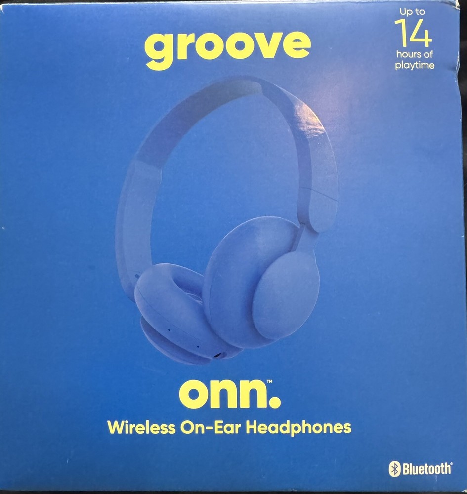 Groove Onn AAABLU100002890 Bluetooth On-Ear Headphones, Blue - Open Box-image