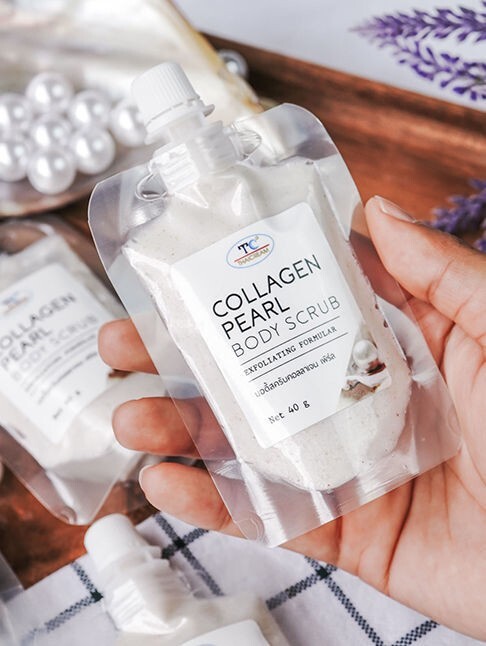 Thai Cream Collagen Pearl Body Scrub Exfoliating Formula 40 g.