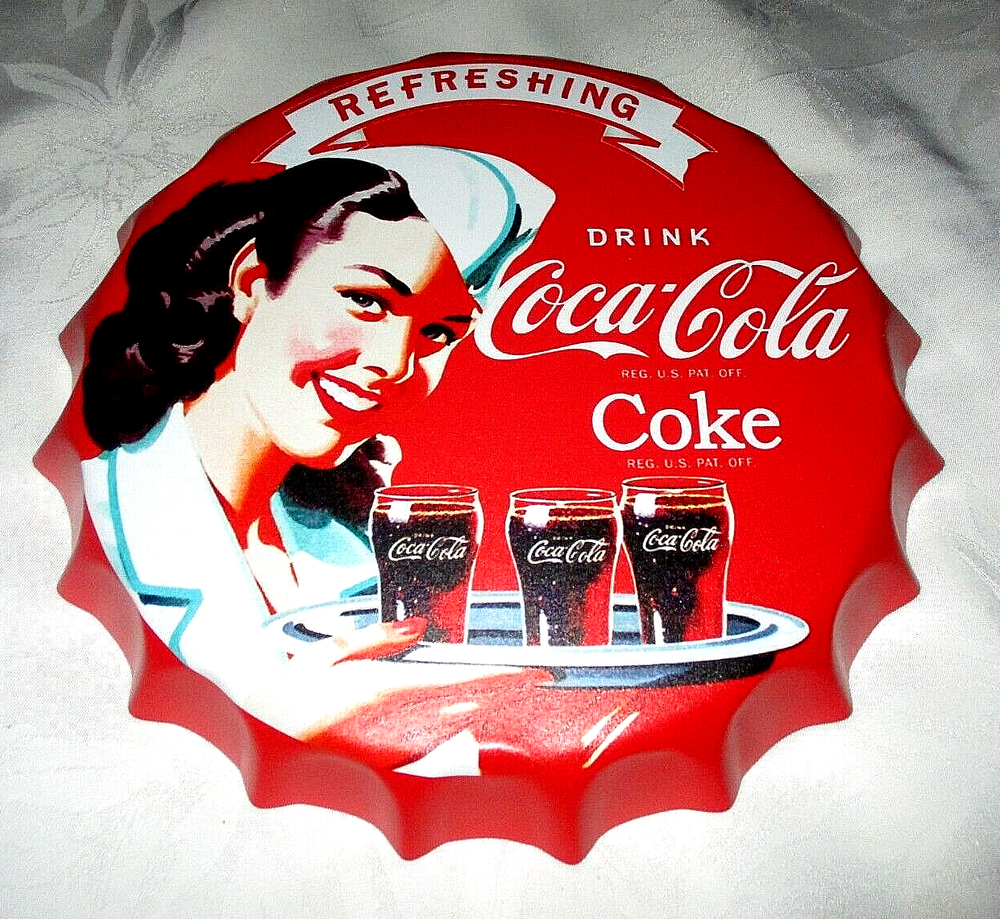 COCA-COLA COKE 3-Dimensional Metal Bottle Cap Wall Sign Decor #04d - NEW