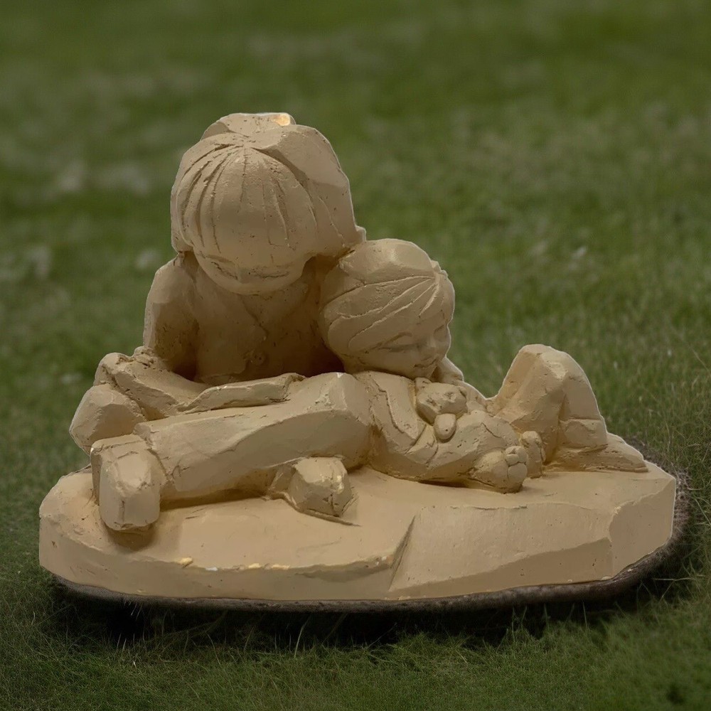 1974 Abbey Press *Young Girl Reading To Little Boy Sculpture*-image