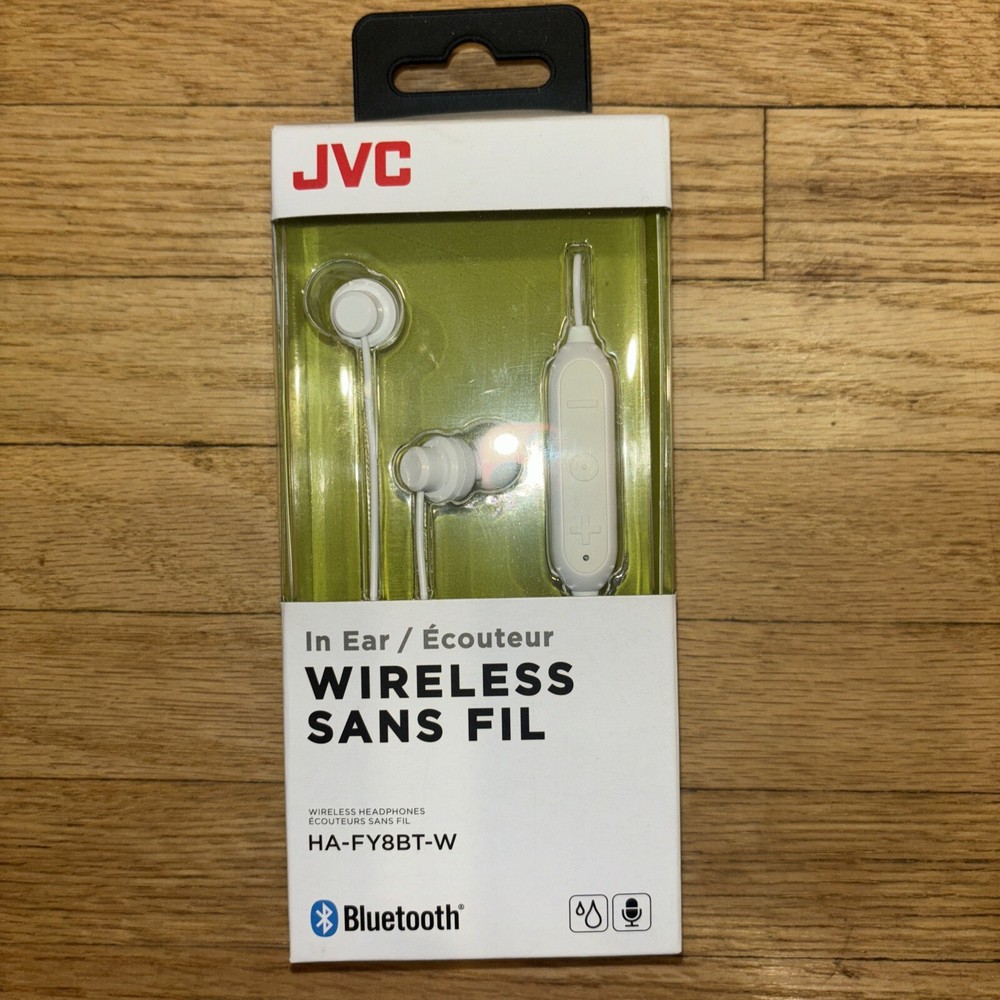 JVC Wireless In Ear Bluetooth Headphones Ear Buds White New In Box HA-FY8BT-W
