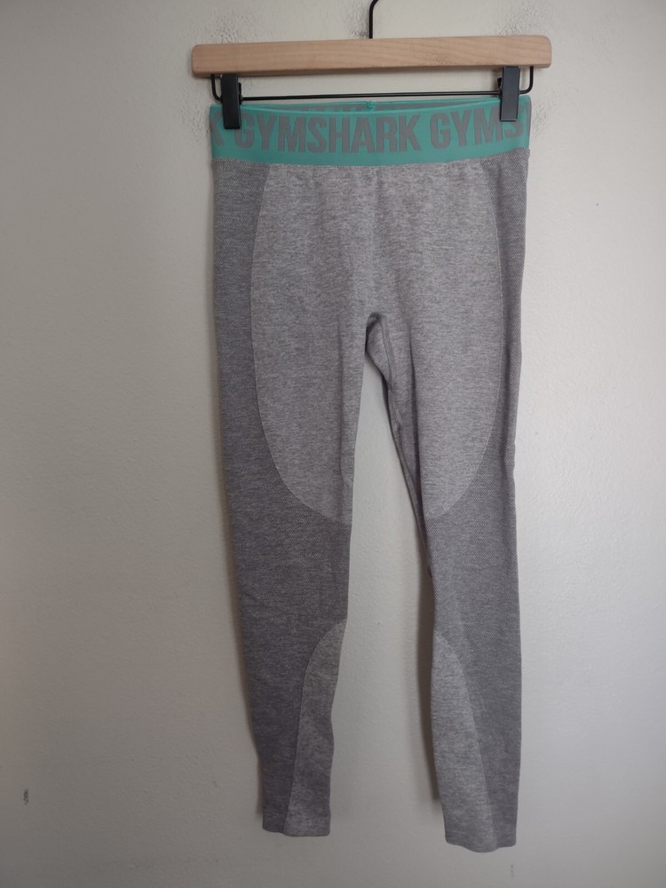 Gymshark Gray Teal Logo Waistband Shaping Leggings Size S-image
