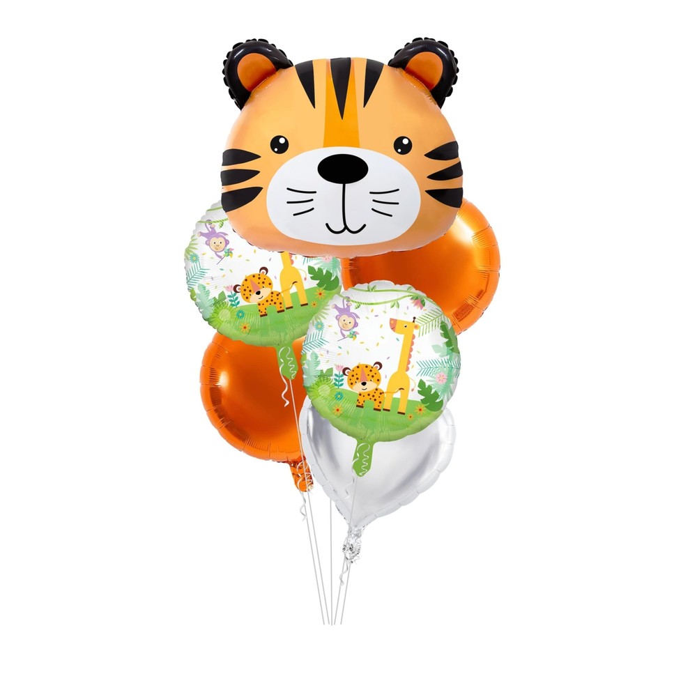 Happy Birthday Animal Party Forest Theme Balloon Set with Tiger Lion Decorations
