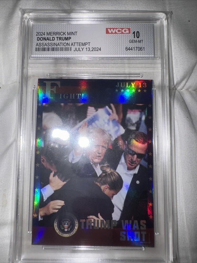 DONALD TRUMP Assassination Attempt Photo Official Trading Card WCG 10 Slabbed