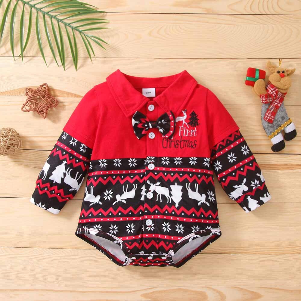 Newborn Baby Girl Elks Christmas Jumpsuit Outfits Romper Bodysuit Clothes Set
