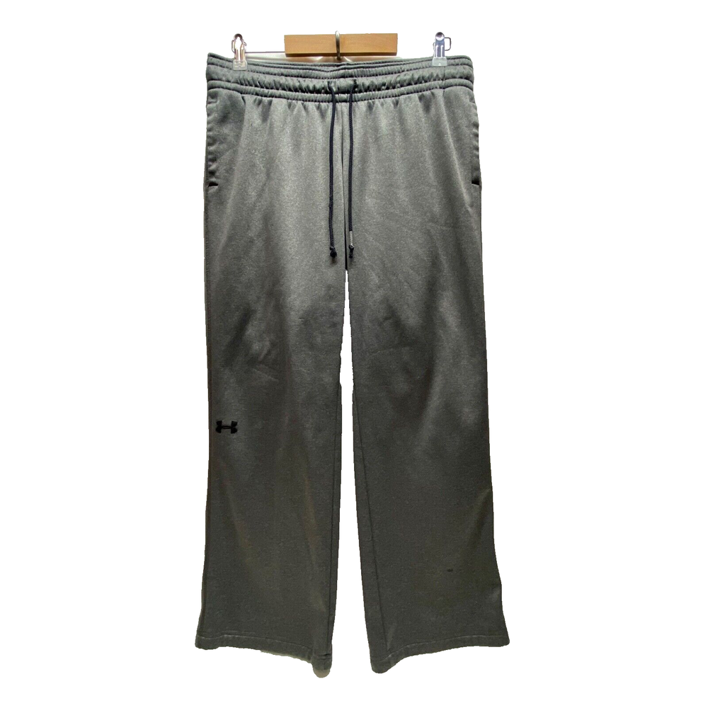 Under Armour Workout Pants Men's Large Charcoal Gray Loose Fit Open Bottom GUC