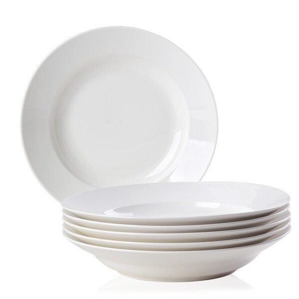 White Dinner Plates Set of 6 Ceramic Plates Round 9.5 Inch Dessert Salad Dishes