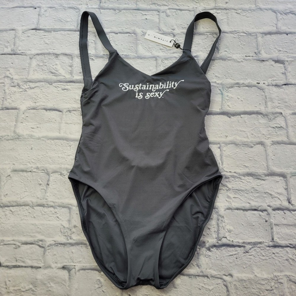 Vitamin A Leah Grey One-Piece Sustainability Is Sexy Swimsuit size Medium (8)