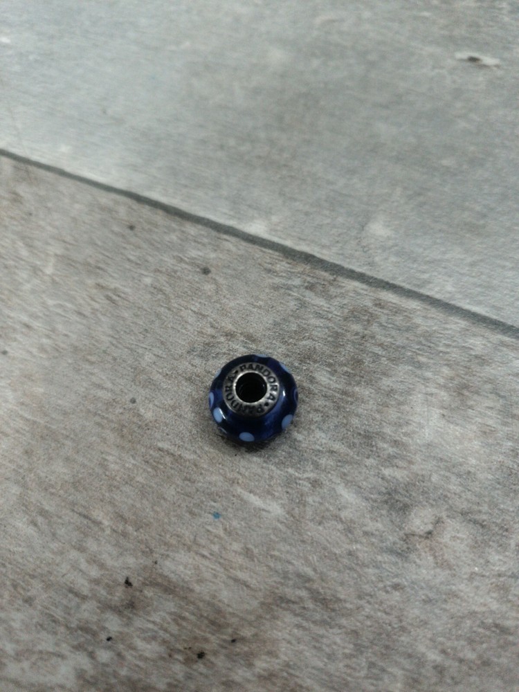 Pandora Sterling Silver 925 Blue White Murano Glass Charm Bead Pendant ALE