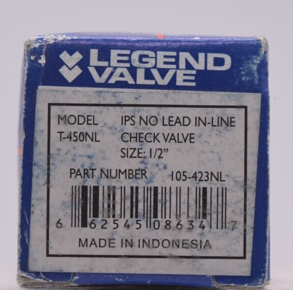 1/2in Legend Valve Check Valve PN 105-423NL Brass Body