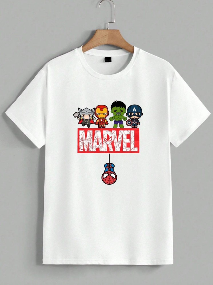 Marvel Chibi Spider-Man Avengers Iron Man Hulk Thor Graphic T-Shirt Unisex