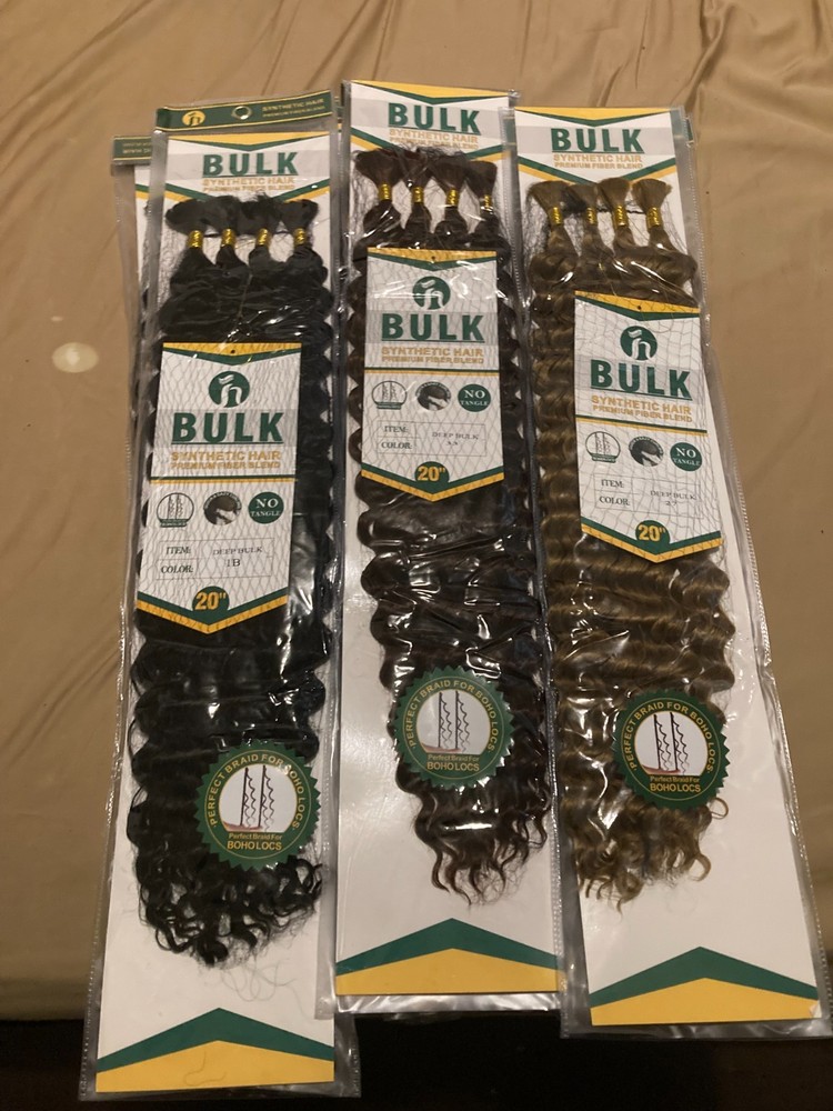 20in Deep Wave Braiding Hair Extensions for Boho Box Braids No Weft Bulk 4Bundl  