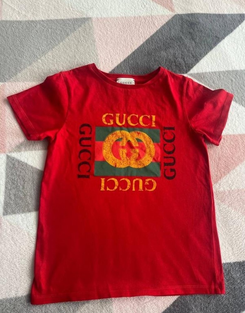 Gucci Boys Red Cotton Logo T-Shirt Size 8 Years