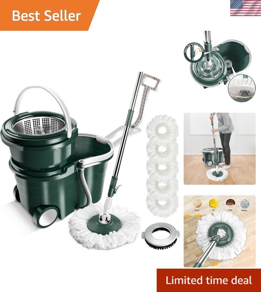 Effortless Self-Wringing Spin Mop & Bucket with 5 Microfiber Refills for Home