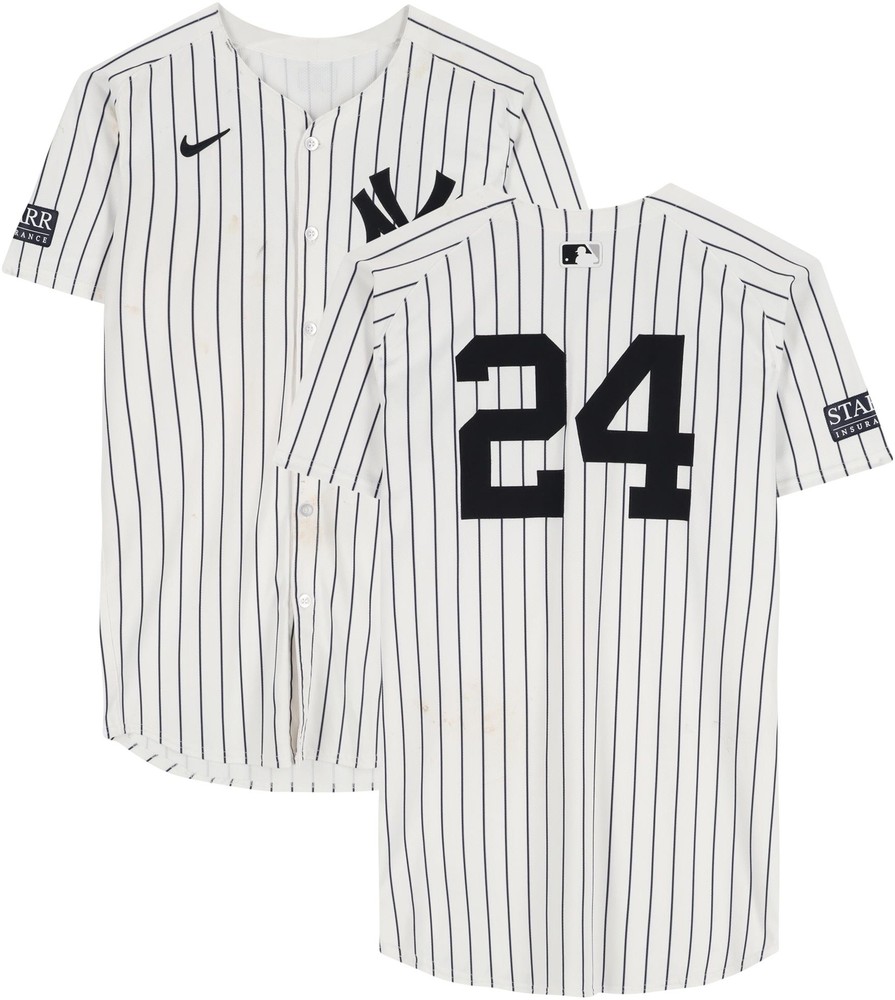 Alex Verdugo Yankees Game-Used #24 Pinstripe Jersey vs Marlins on April 10, 2024