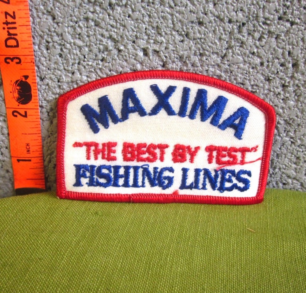 MAXIMA fishing line 1980s sewn patch “Best By Test” nylon Germany fish