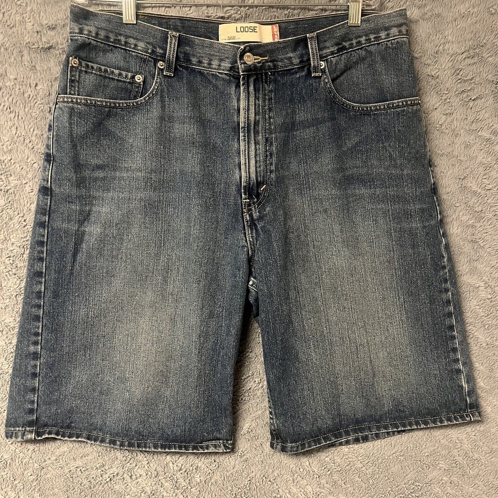 Vintage Levi’s 569 Jean Shorts Loose Fit Baggy Men’s Size 36x11 Y2K 90s Blue
