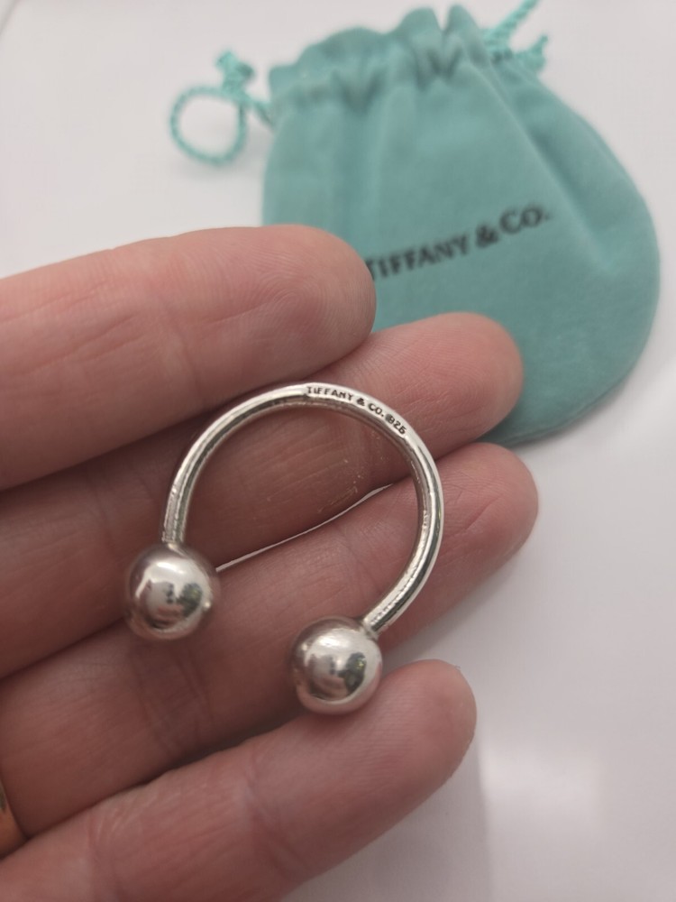 Tiffany And Co. Sterling Silver Horseshoe Key Ring Round Return To Tiffany 925