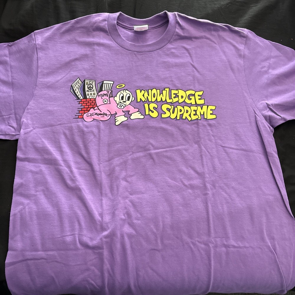 Supreme T-Shirt Men's Large Short Sleeve 100% Cotton Knowledge is Supreme (ABA)-image