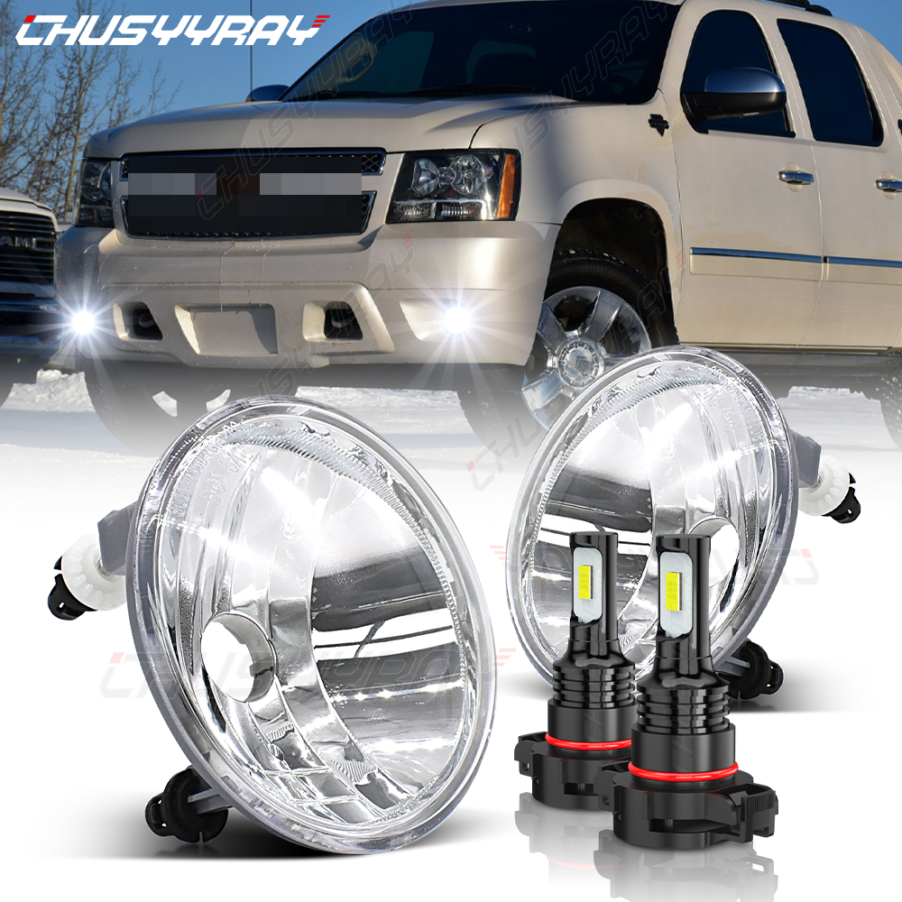 2x Round LED Fog Lights For 2007-2014 Chevy Tahoe Avalanche Suburban GMC Chrome
