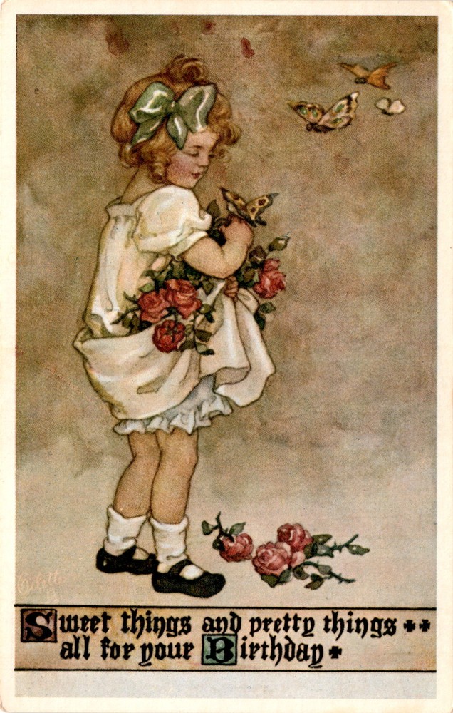 Birthday, Correspondence, Address, Stamp Postcard