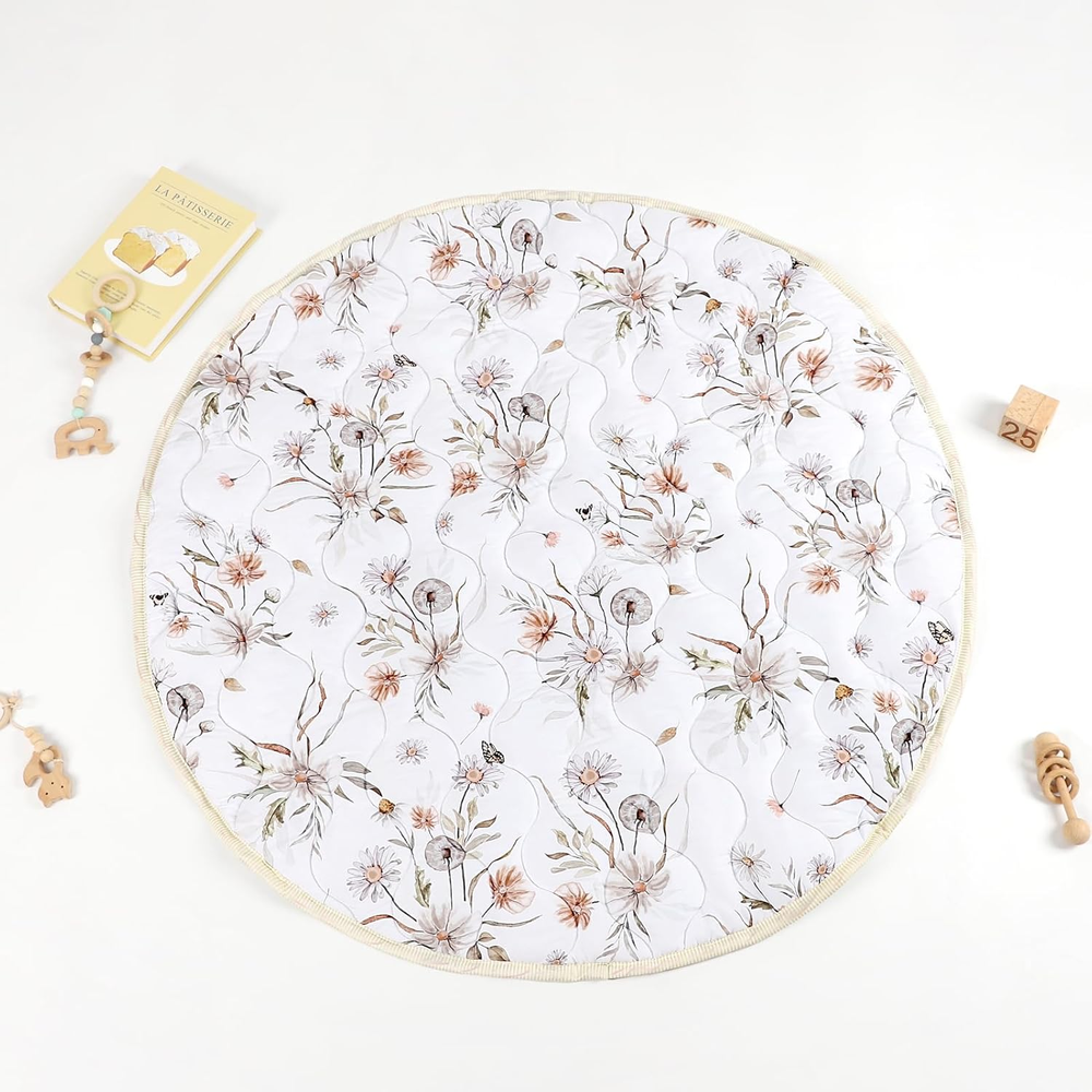 Soft Anti-Slip Round Baby Play Mat for Nursery Floor or Kids Tent