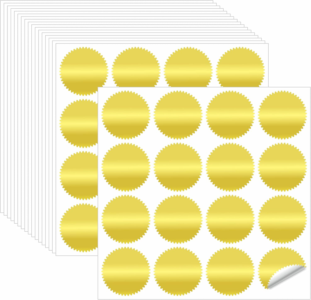 320 PCS round Gold Metallic Stickers, Golden Blank Embossing Stickers