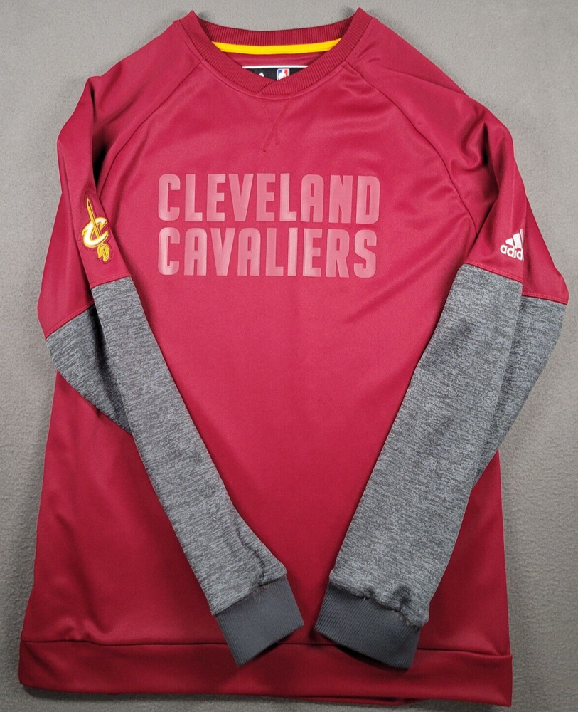 Cleveland Cavaliers Shirt Mens Large Red Adidas Warm Up Shooting Long Sleeve