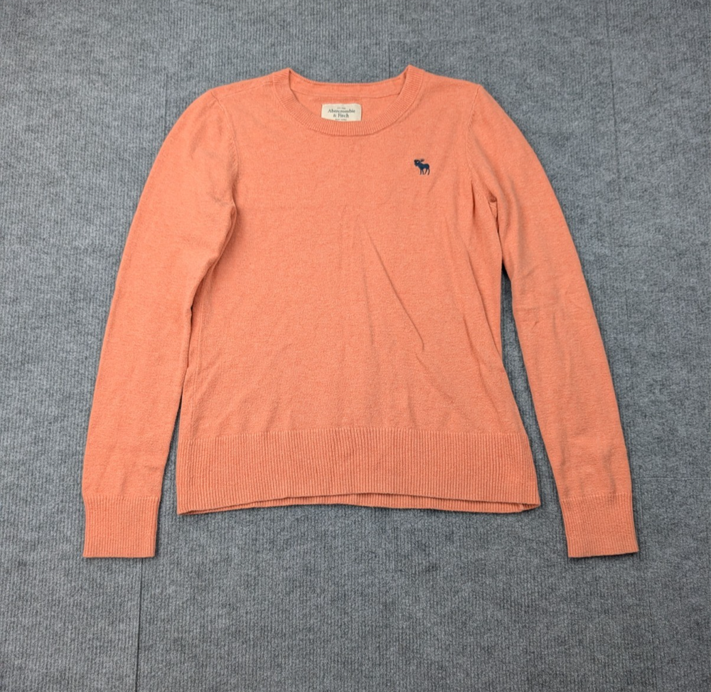 Vintage Abercrombie & Fitch Sweater Womens Medium Y2K Moose Orange Preppy-image