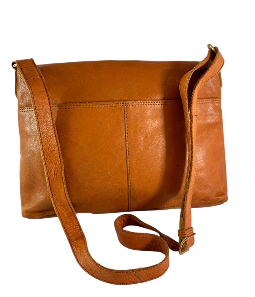 Genuine MARGOT Tan Pebbled Leather Crossbody Shoulder Bag