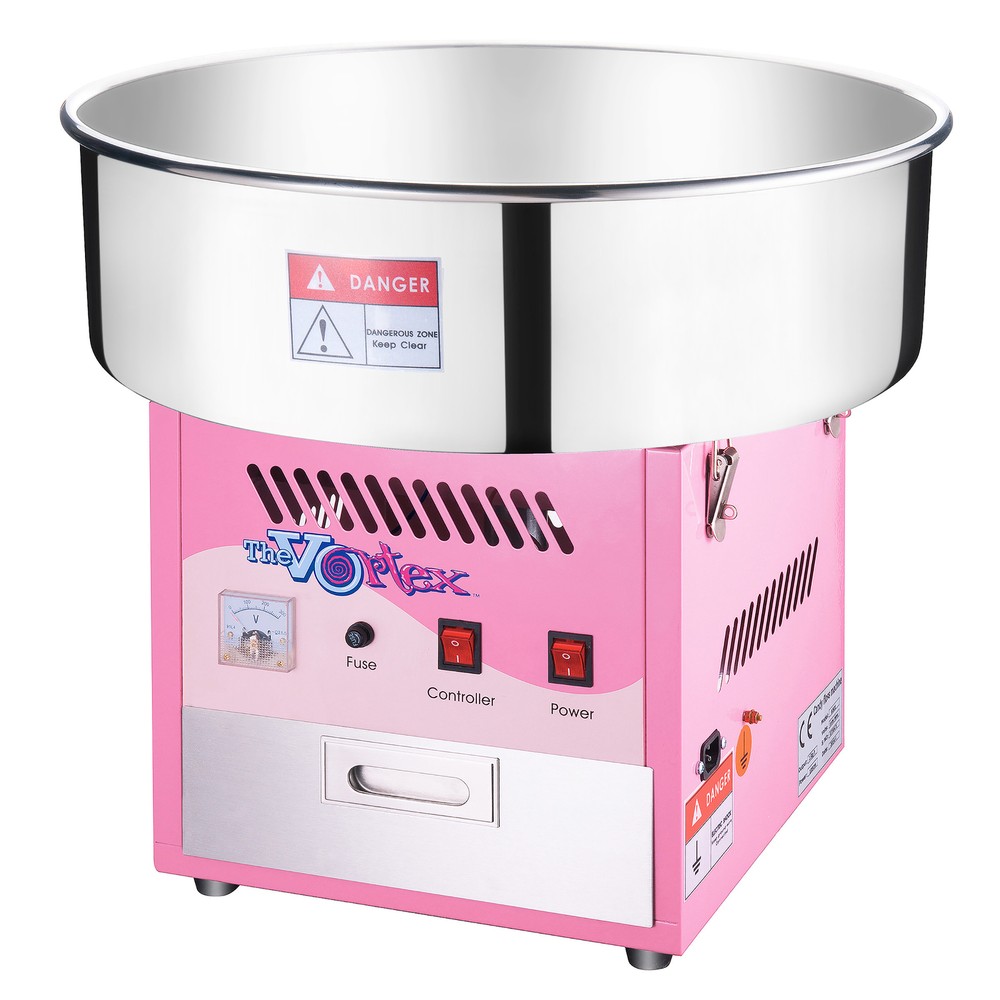 Cotton Candy Machine 1000W Floss Maker, Stainless Pan Sugar or Hard Candy, Pink