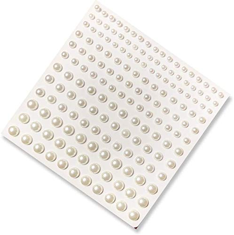 990 Pieces Self-Adhesive Pearl Stickers Flat Back Pearl Stick on White Pearl App