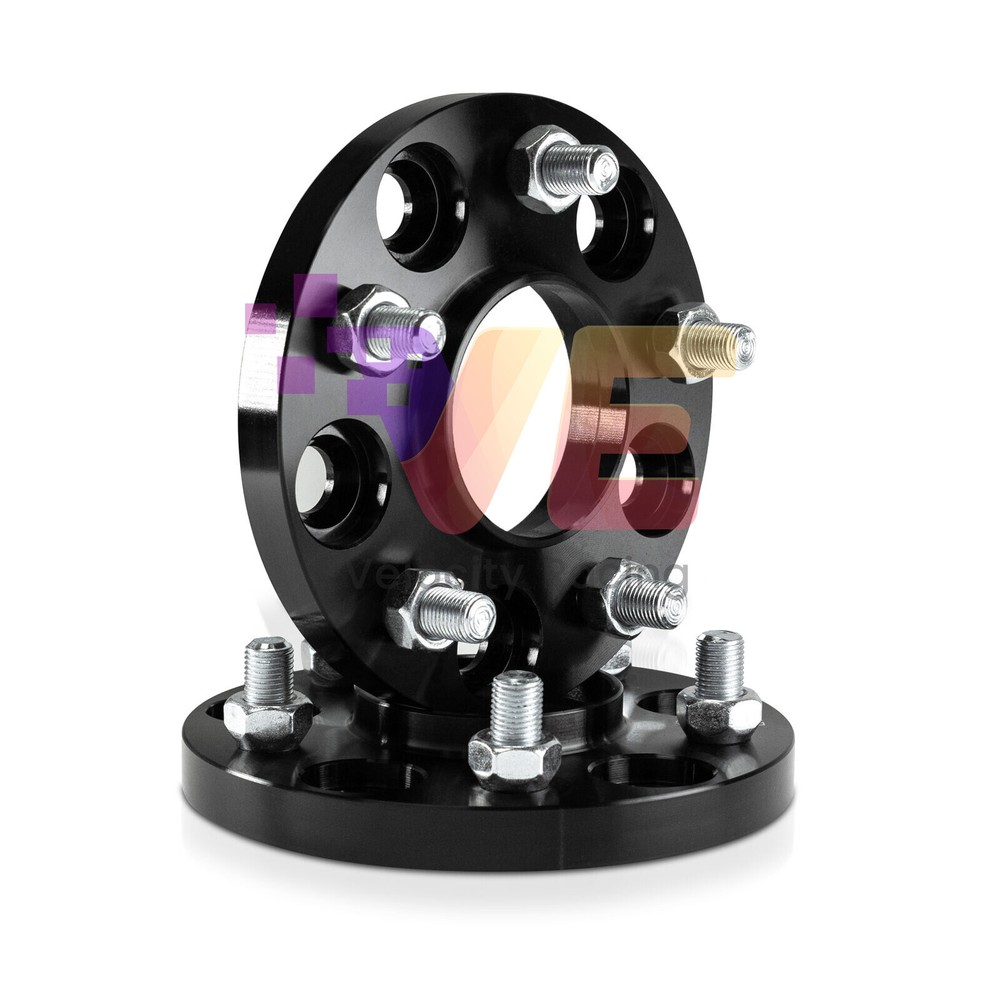 2) 5x114.3 Wheel Spacers 6061-T6 15mm Black Hubcentric 67.1CB 12x1.5 for EVO 8 9