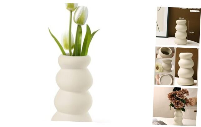 Ceramic Bud Vase, Small Vase Home Decor, Round Boho Vase for Centerpieces for