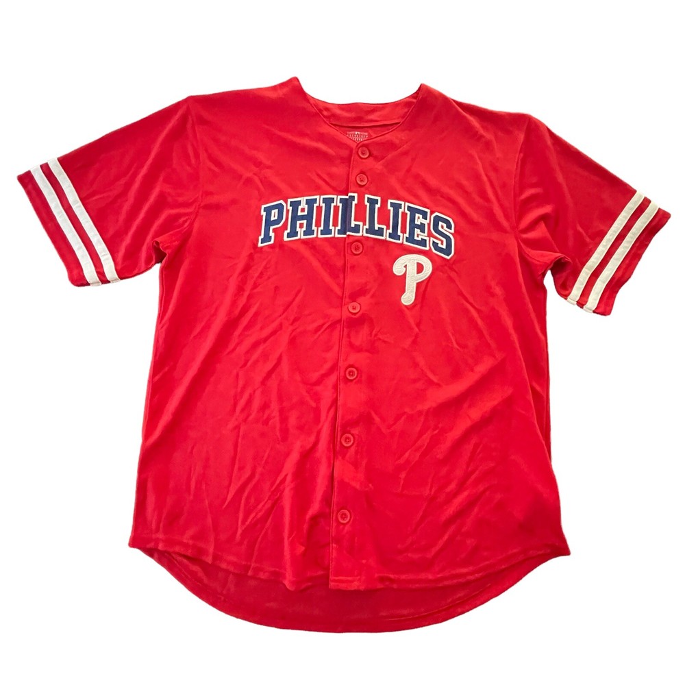 Official MLB Genuine Philadelphia Phillies Kids Youth Size L 14/16 Button Jersey