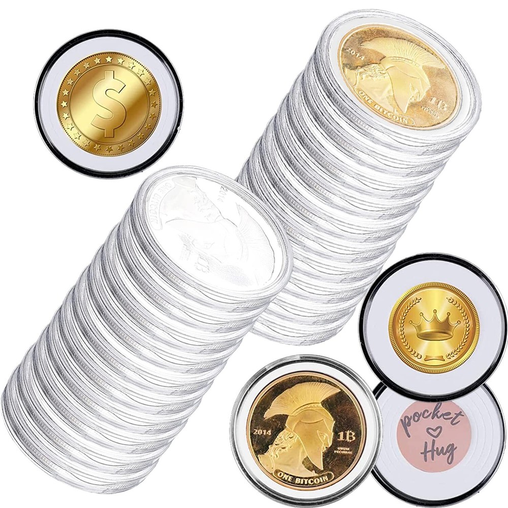 20 Pcs 46MM Coin Capsules with 7 Sizes(16/20/25/27/30/38/46) Foam Gaskets for...