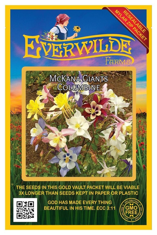 1 Oz McKana Giants Mixed Columbine Wildflower Seeds - Everwilde Farms Mylar