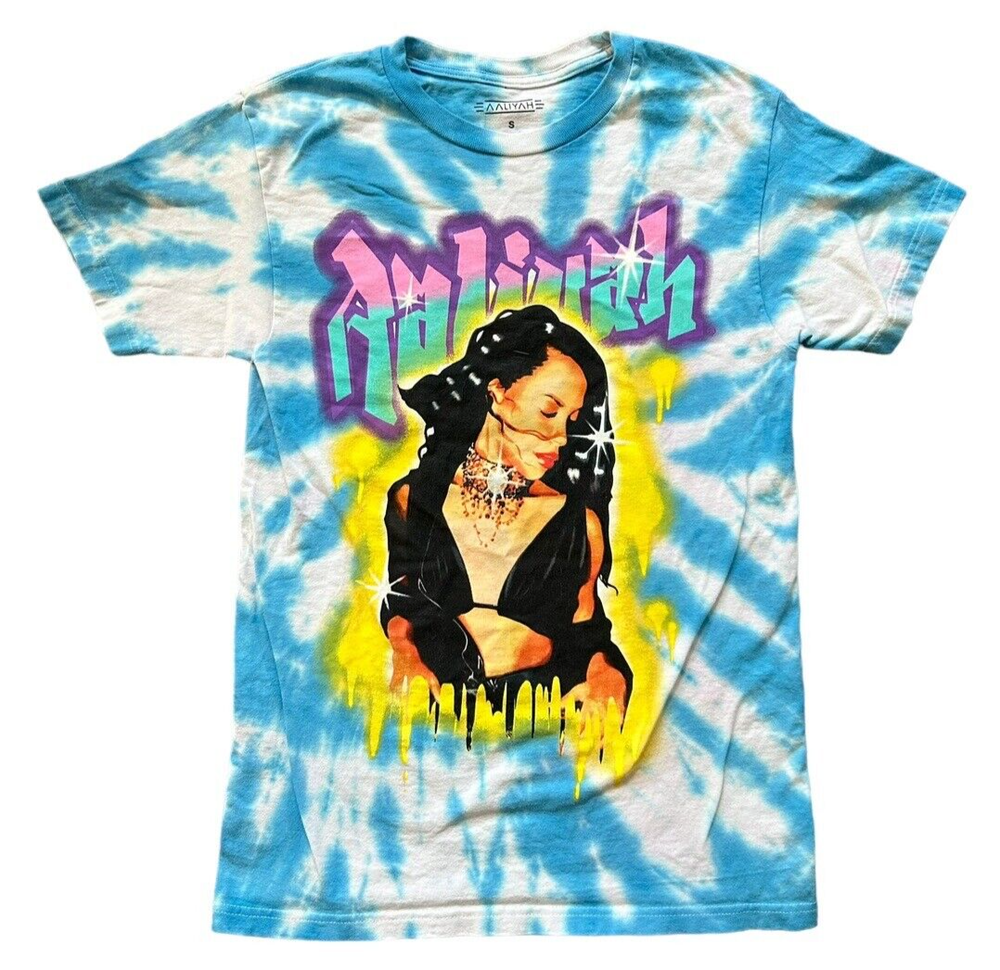 Aaliyah Tie Dye Shirt Colorful Graphic Streetwear Music Essential Men's Size S-image