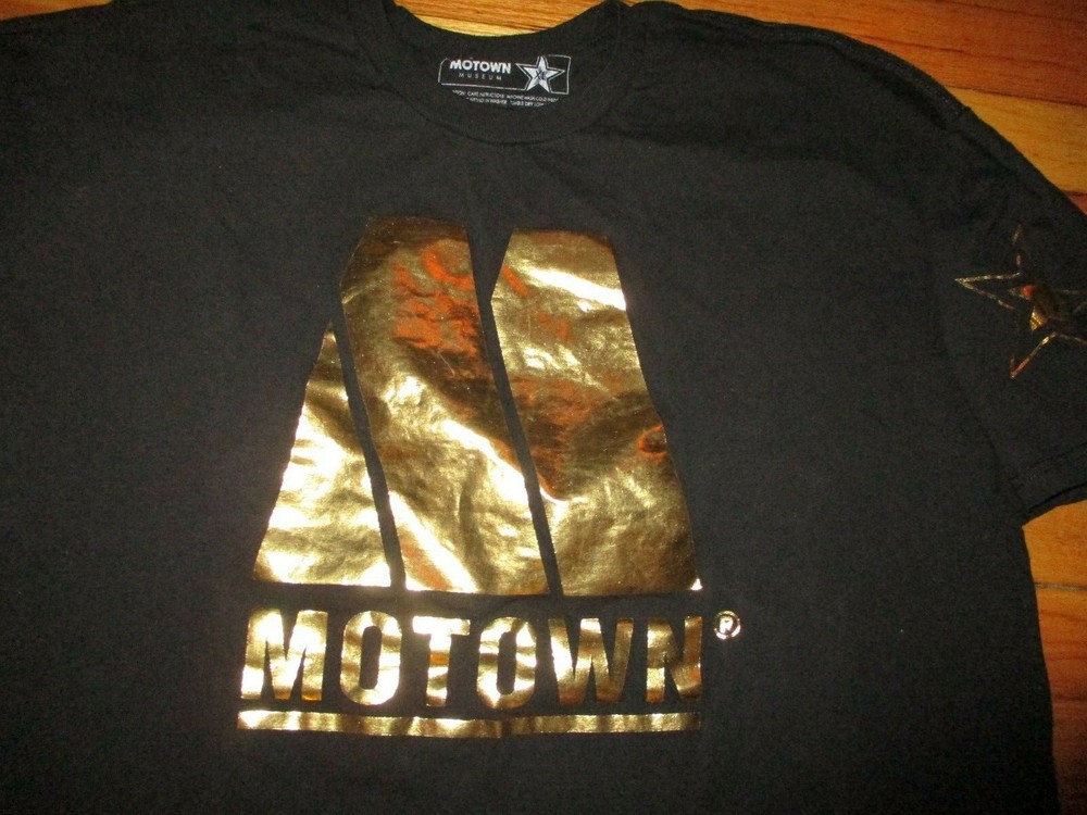 Black MOTOWN 50th Anniversary Gold Logo T Shirt XL DETROIT